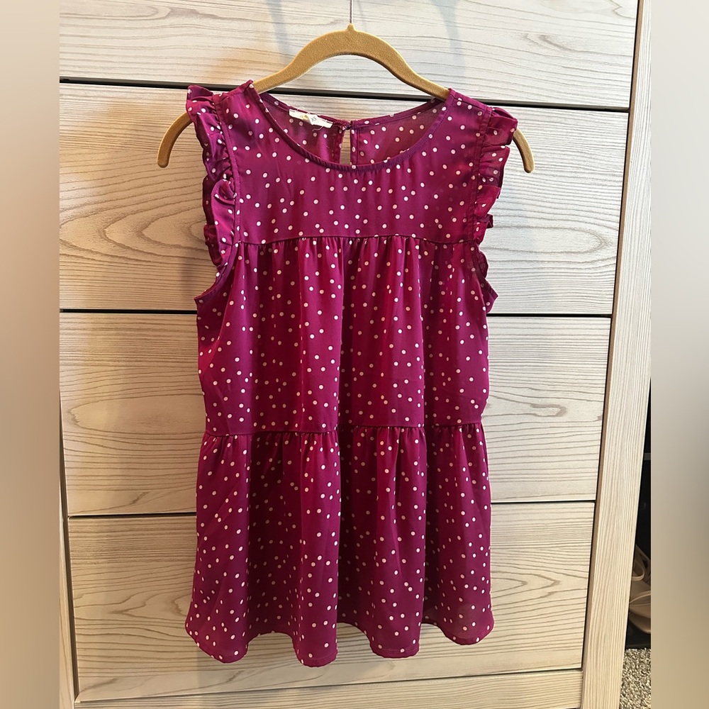 Maurice’s purple polka dot tiered shirt (XS)